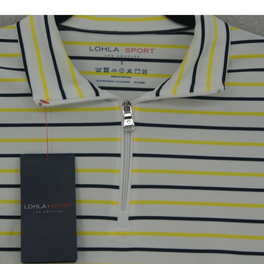 Lohla Sport Emma Striped Top LJL1001 Lemon Navy White Quarter Zip Polo Womens S - Picture 5 of 9